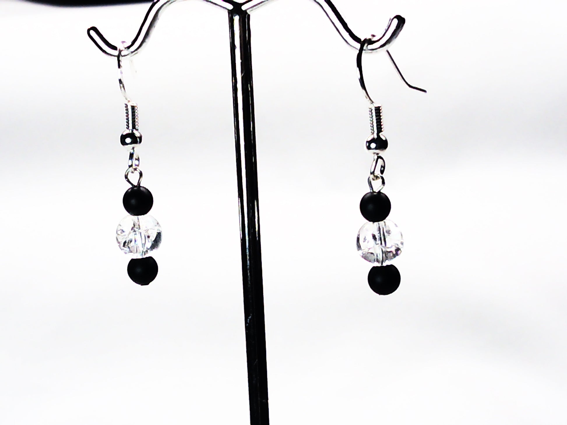 Matt Onyx-crackle glass earrings USA