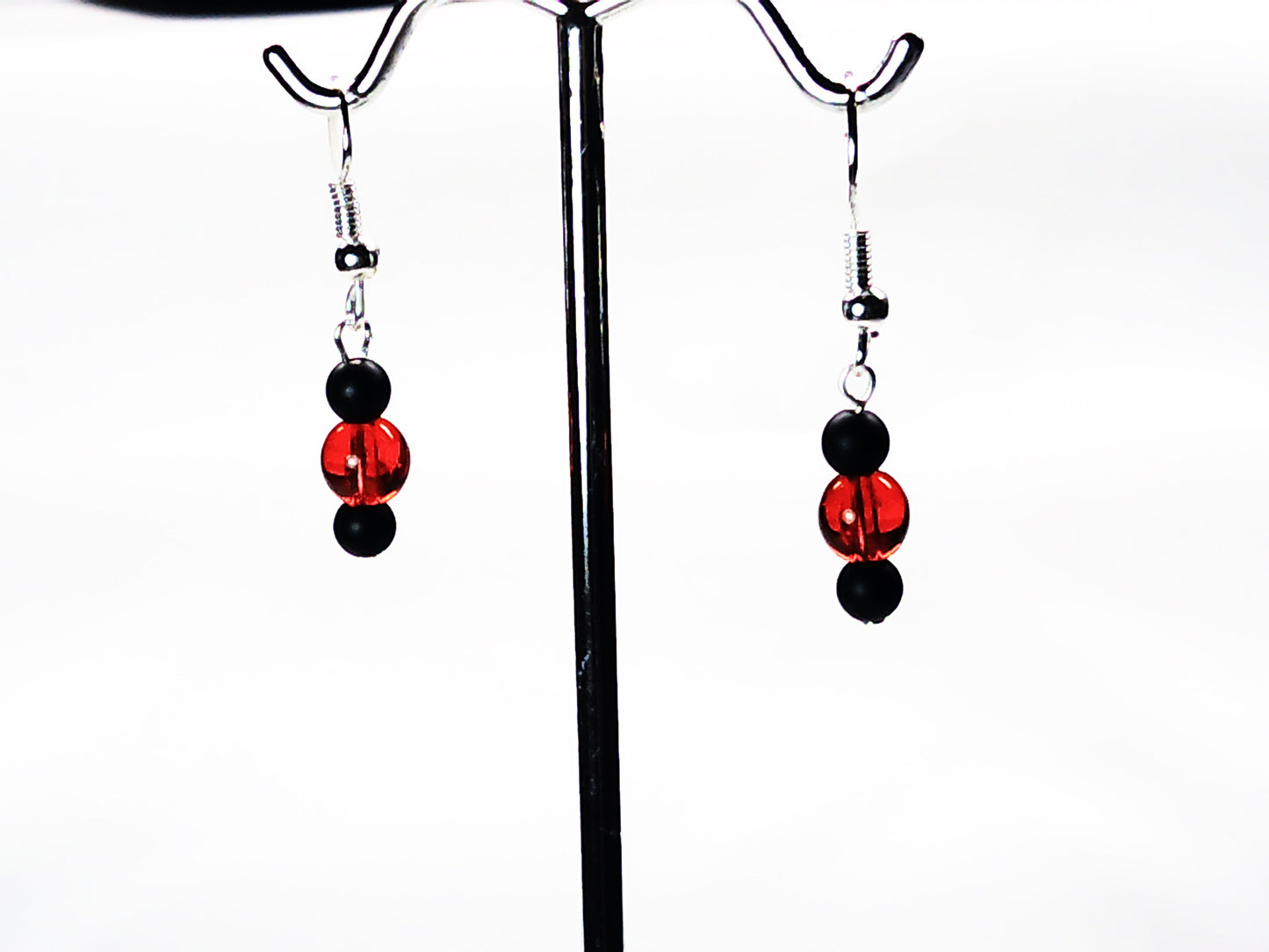 Matt Onyx-crackle glass earrings USA