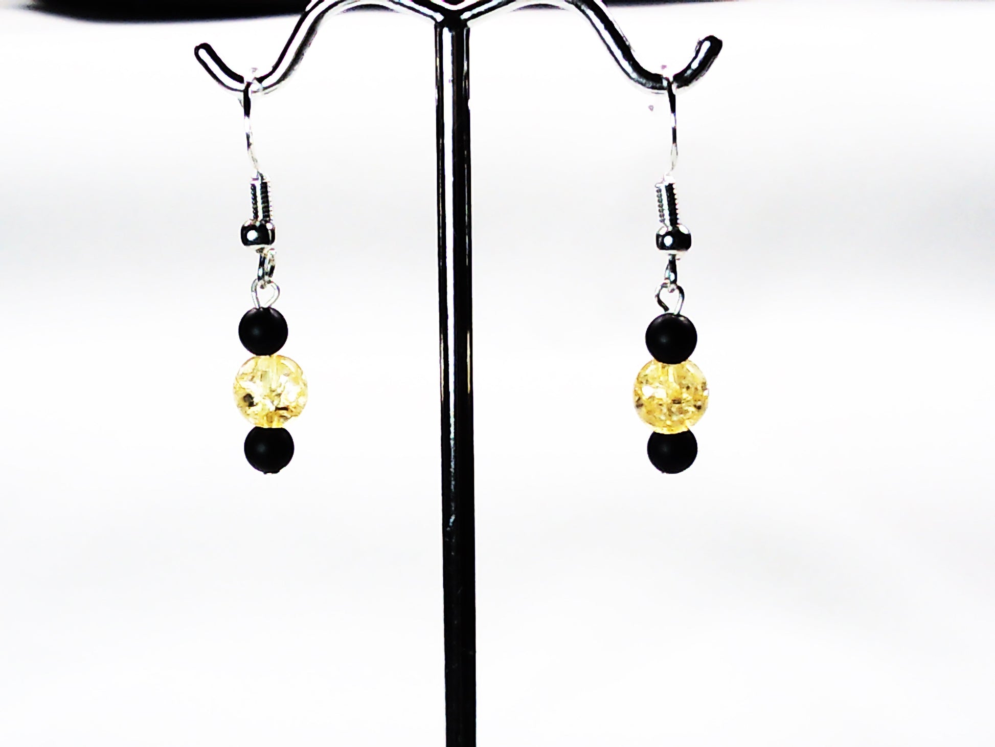 Matt Onyx-crackle glass earrings USA