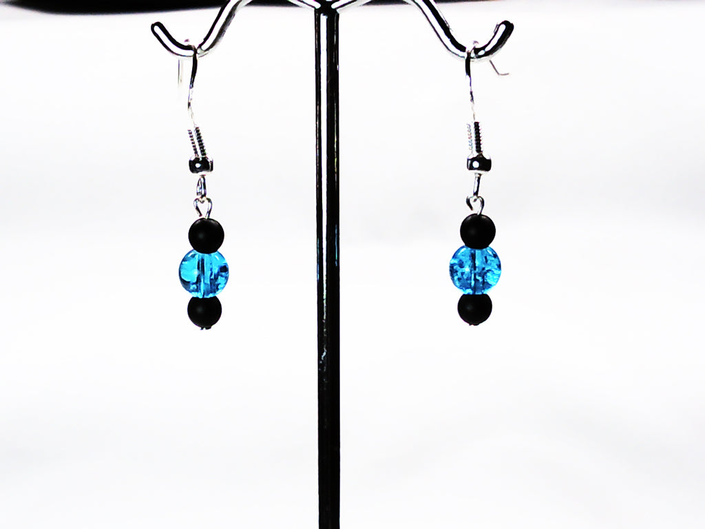 Matt Onyx-crackle glass earrings USA
