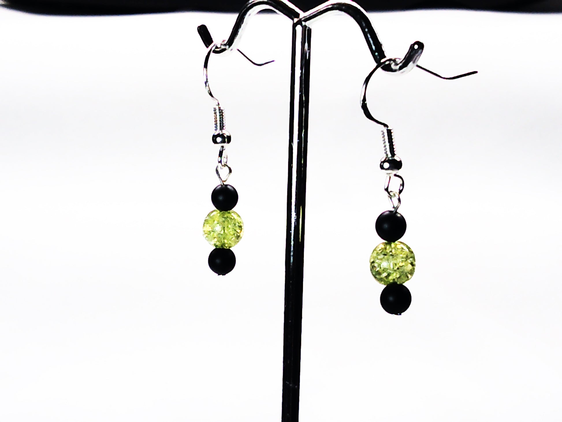 Matt Onyx-crackle glass earrings USA
