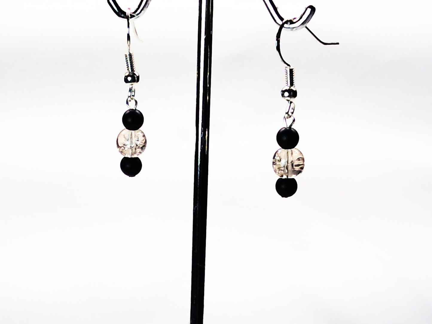 Matt Onyx-crackle glass earrings USA