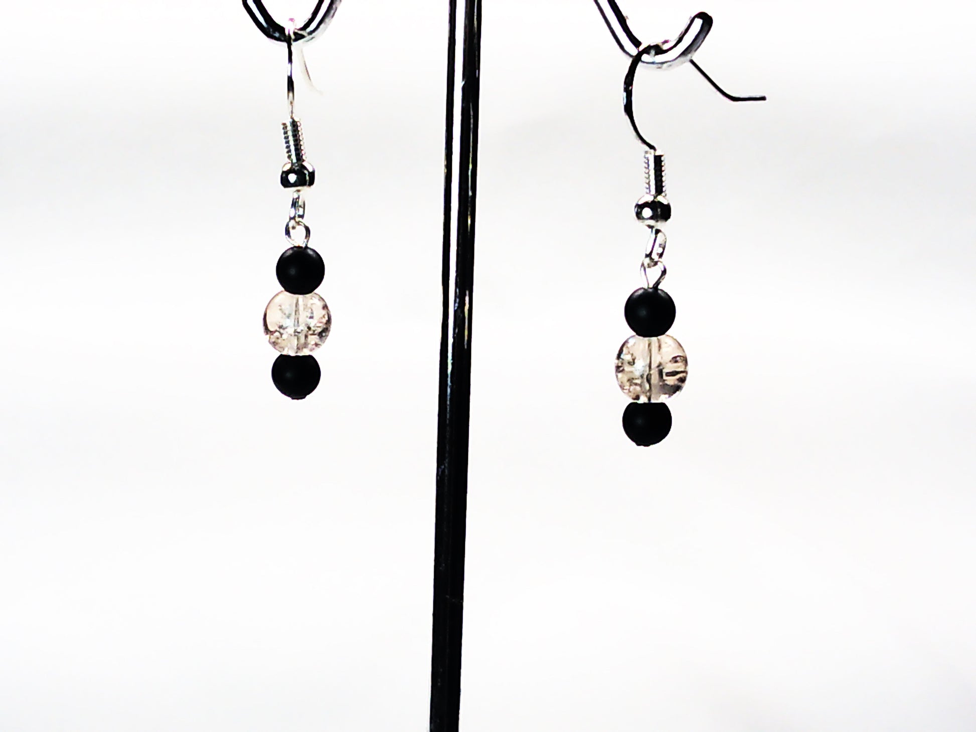 Matt Onyx-crackle glass earrings USA