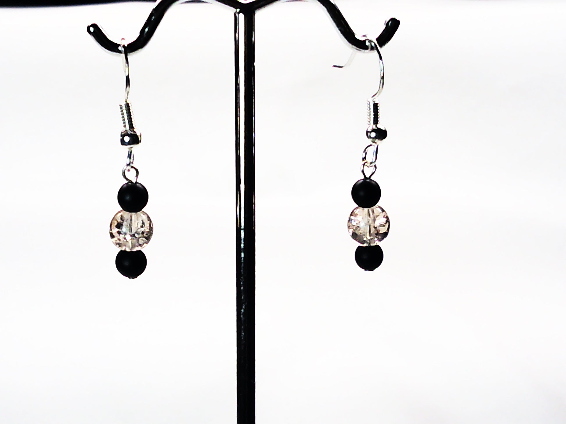 Matt Onyx-crackle glass earrings USA