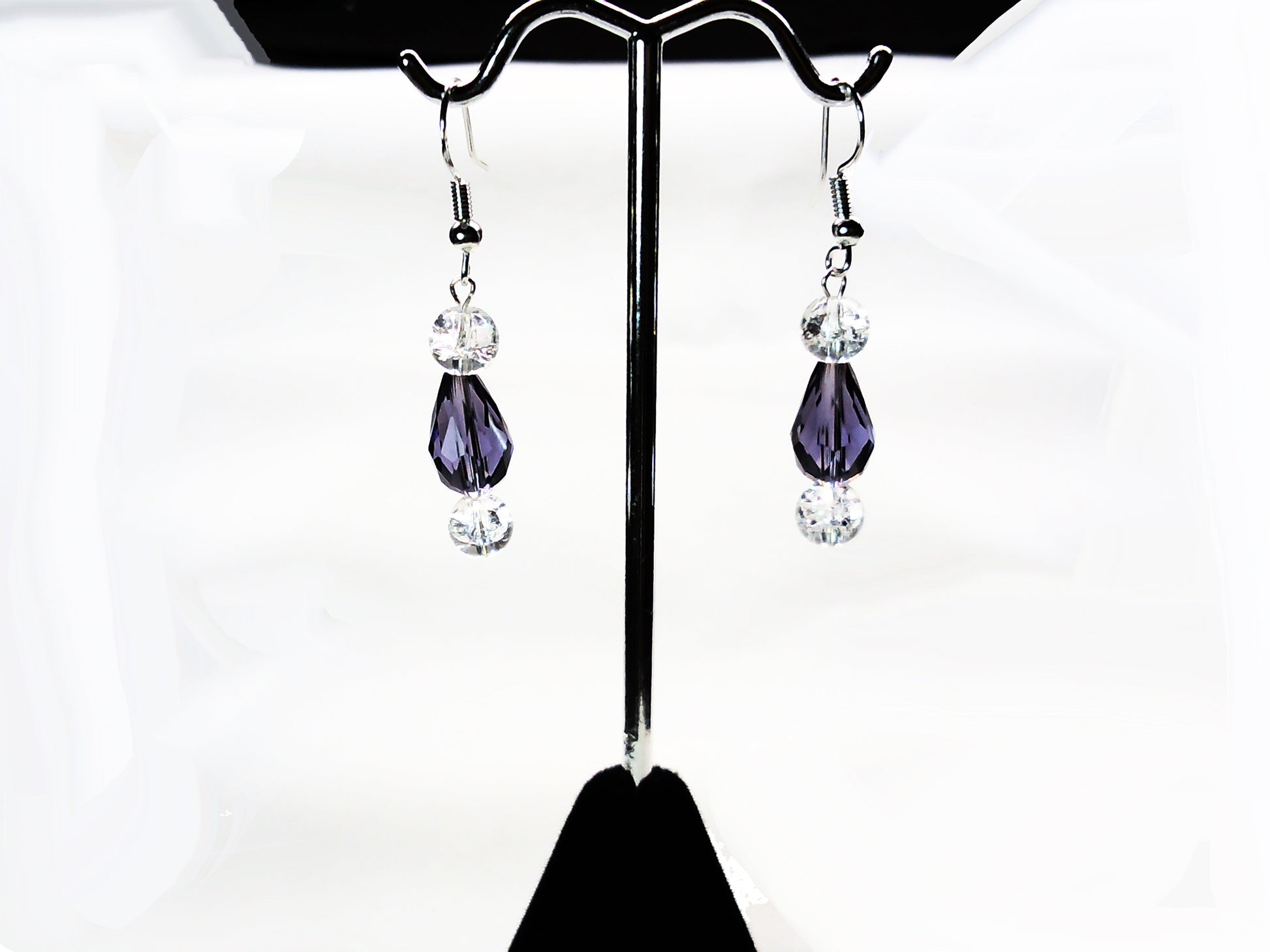 Sterling silver crystal dangle earrings
