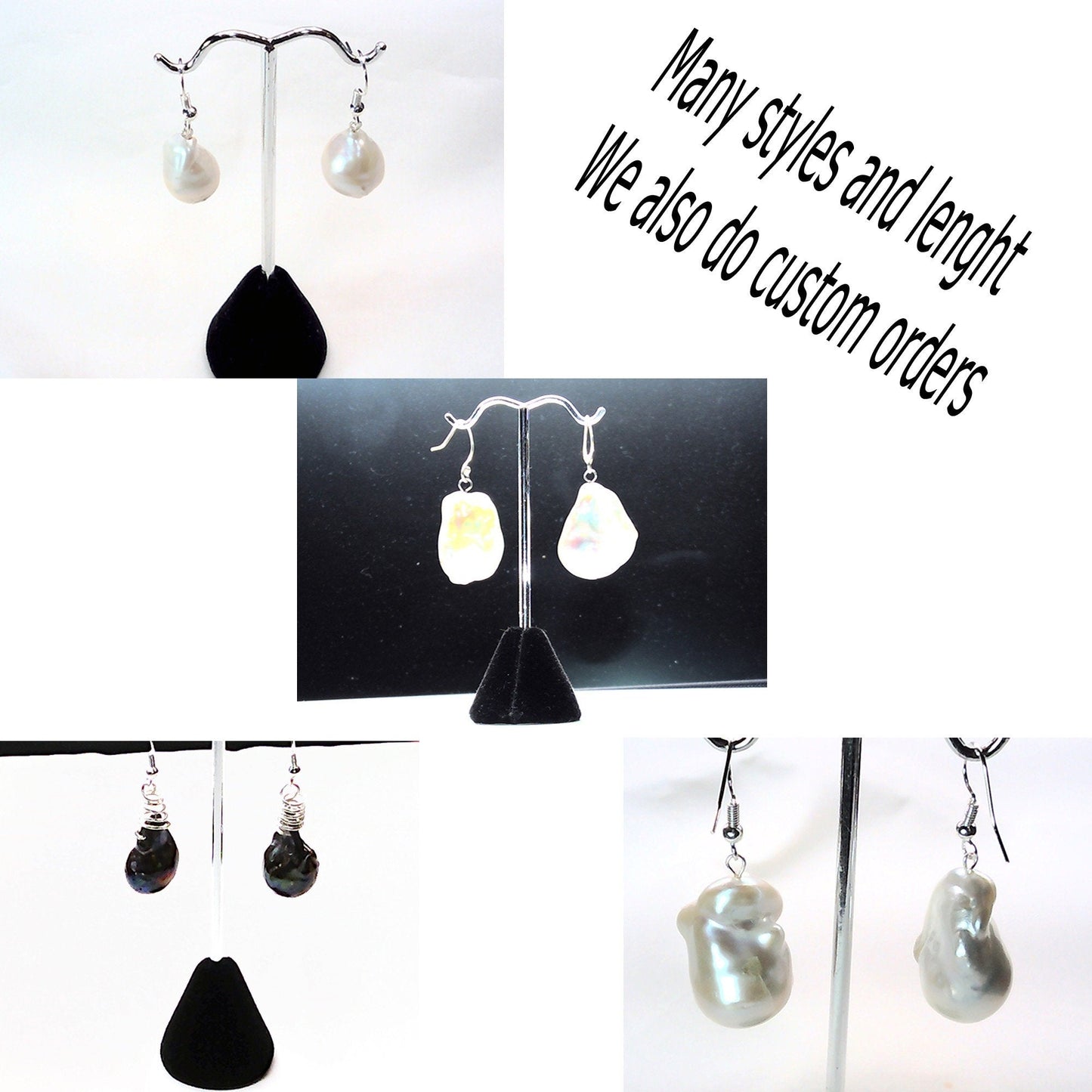 Baroque Pearl earring Many Styles in Sterling Silver