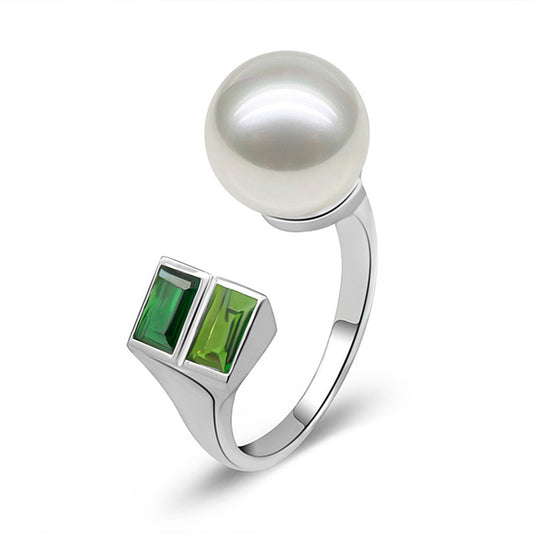 14K to18 Karat Gold South Sea Pearl Ring Green Tourmaline factory wholesale