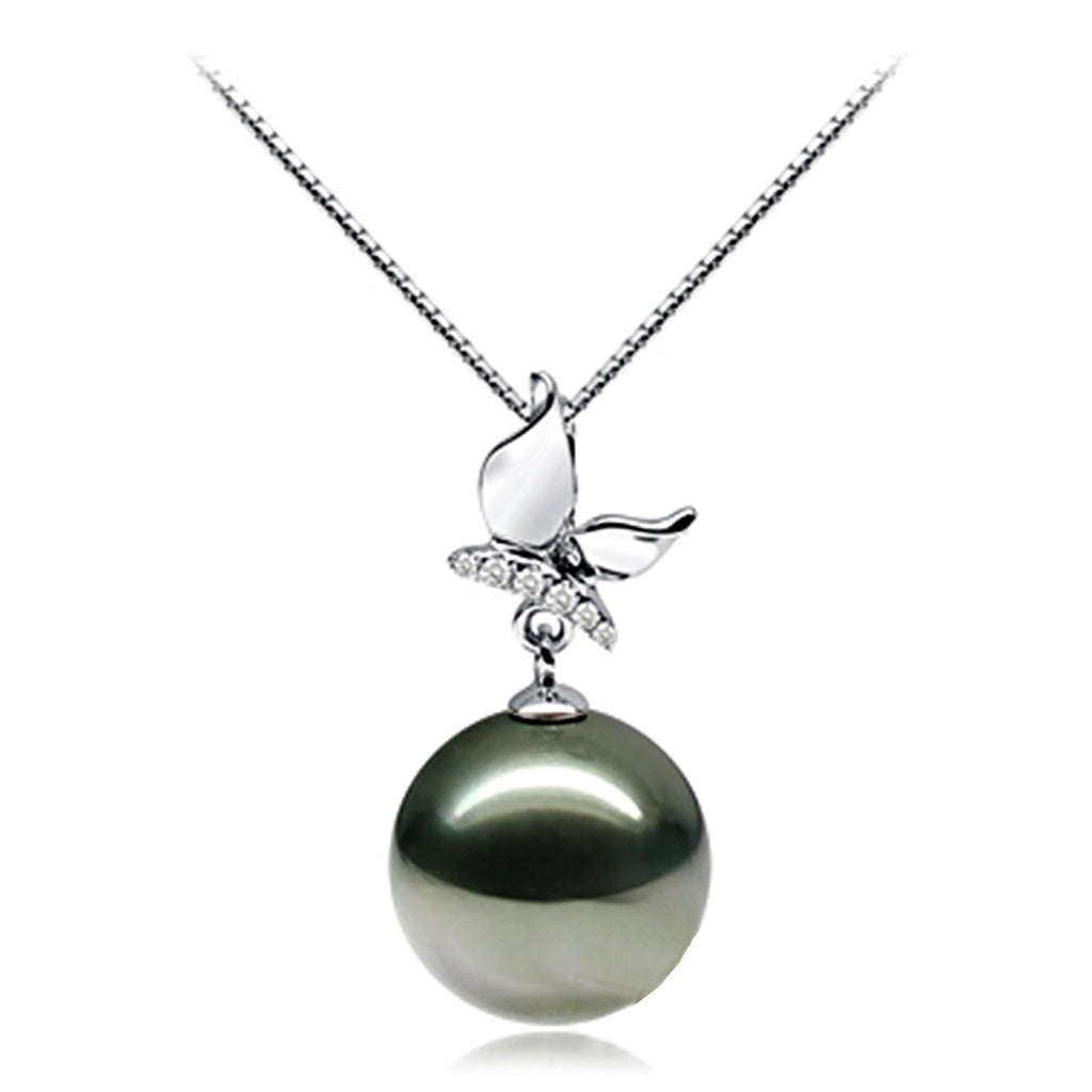 Tahitian Pearl and Diamond pendant 14K