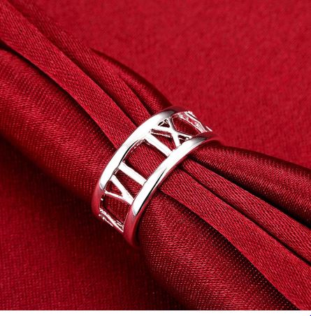 Popular Roman numeral 925 sterling silver ring