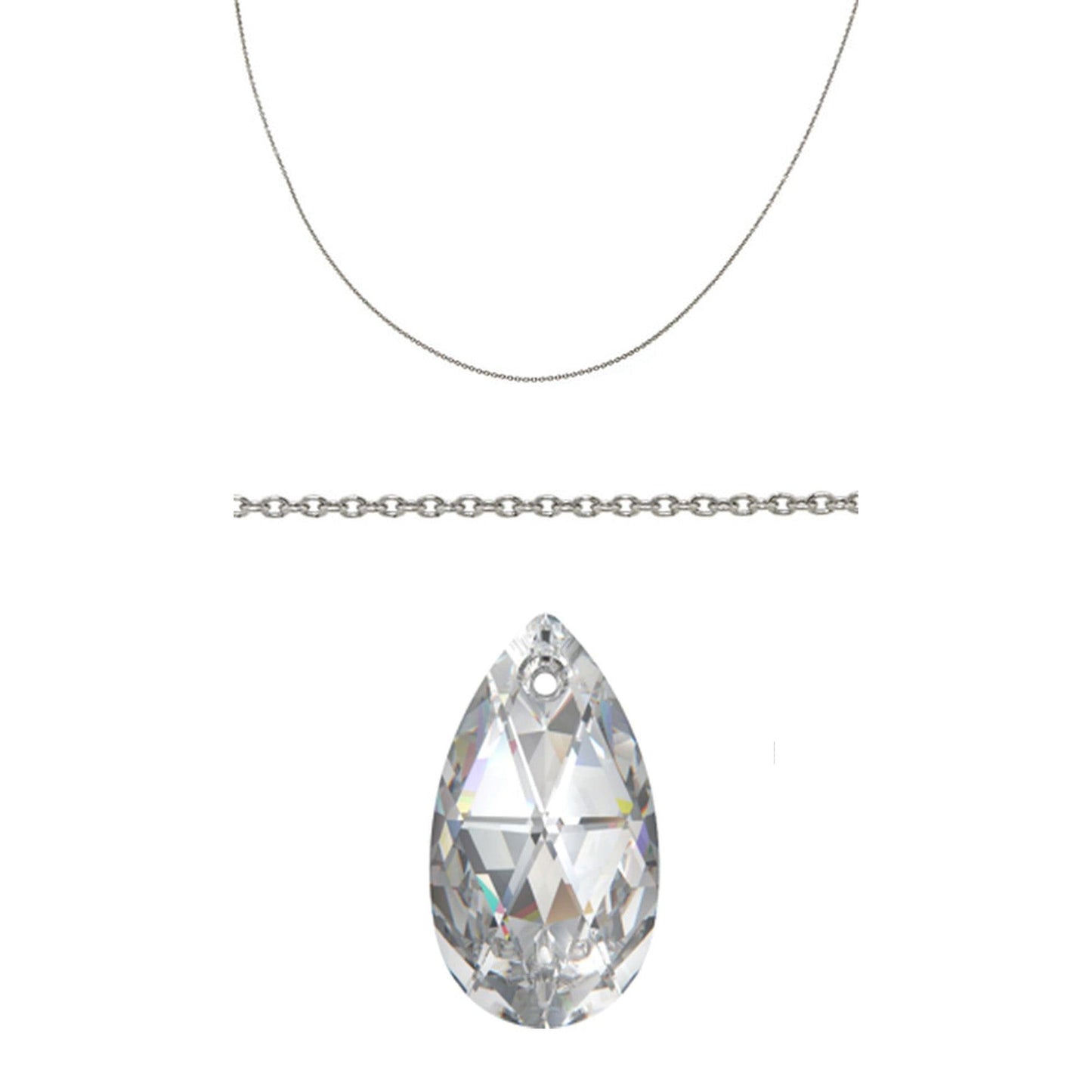 Large crystal sawarsoki crystal pendant on 925 chain
