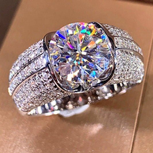 Fashion White Crystal CZ Ring For Women Men Hip Hop Full Crystal bling Ring