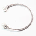 real peal and silver handmade mesh bracelet