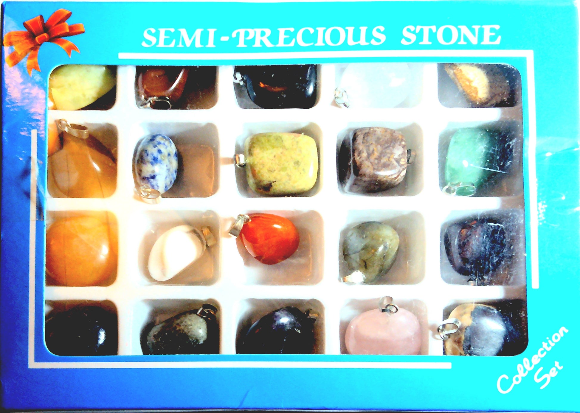 20pcs Natural Semi-precious Stone Pendants Mixed color