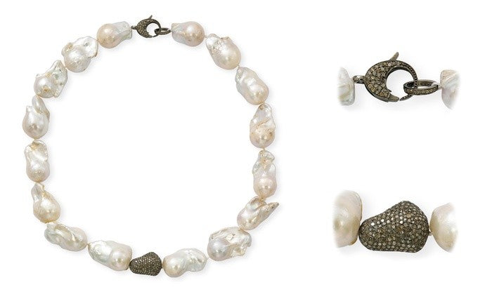 Diamond-pearl necklace handmade