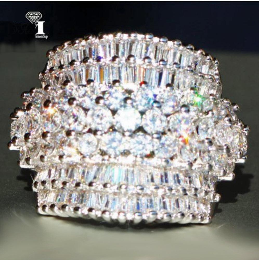 Princess Cut 200pcs+ AAAA White Cubic Zirconia stone set in 925 silver