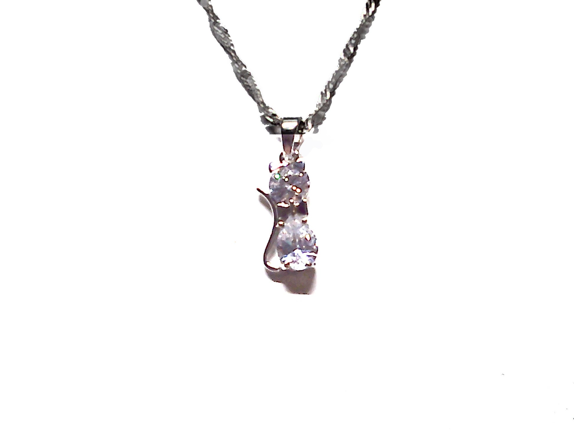 Sterling silver Cat Pendant CZ stones-18 inch