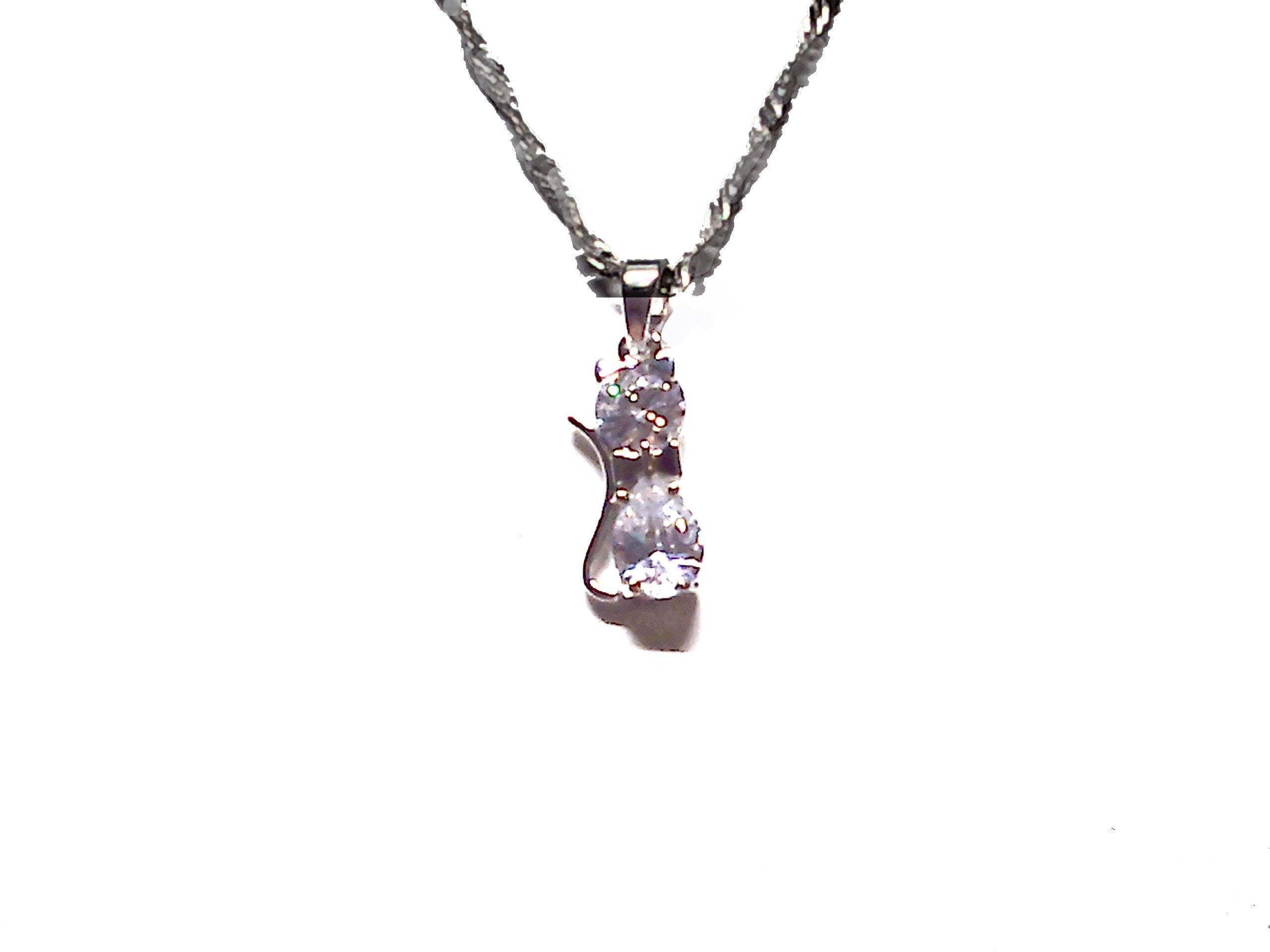 Sterling silver Cat Pendant CZ stones-18 inch