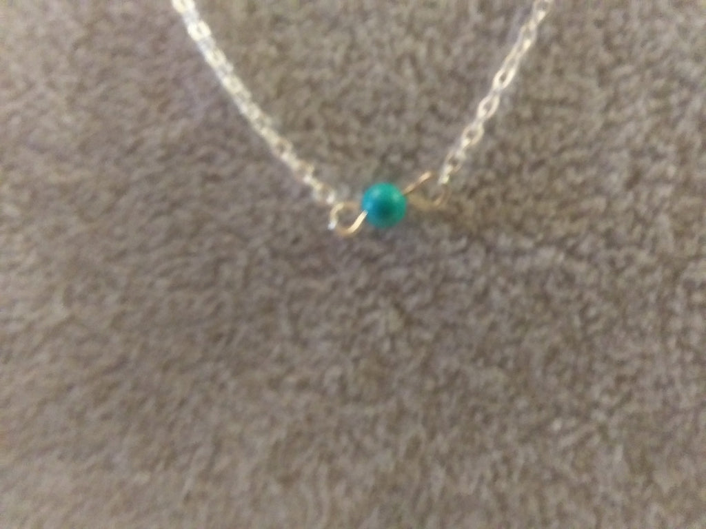 4 mm gemstone rose and turquoise  925 20 inch necklace