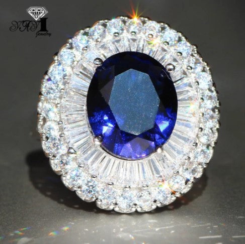 Princess Cut 5.5CT Blue Sapphire Natural Zircon Stamped s925