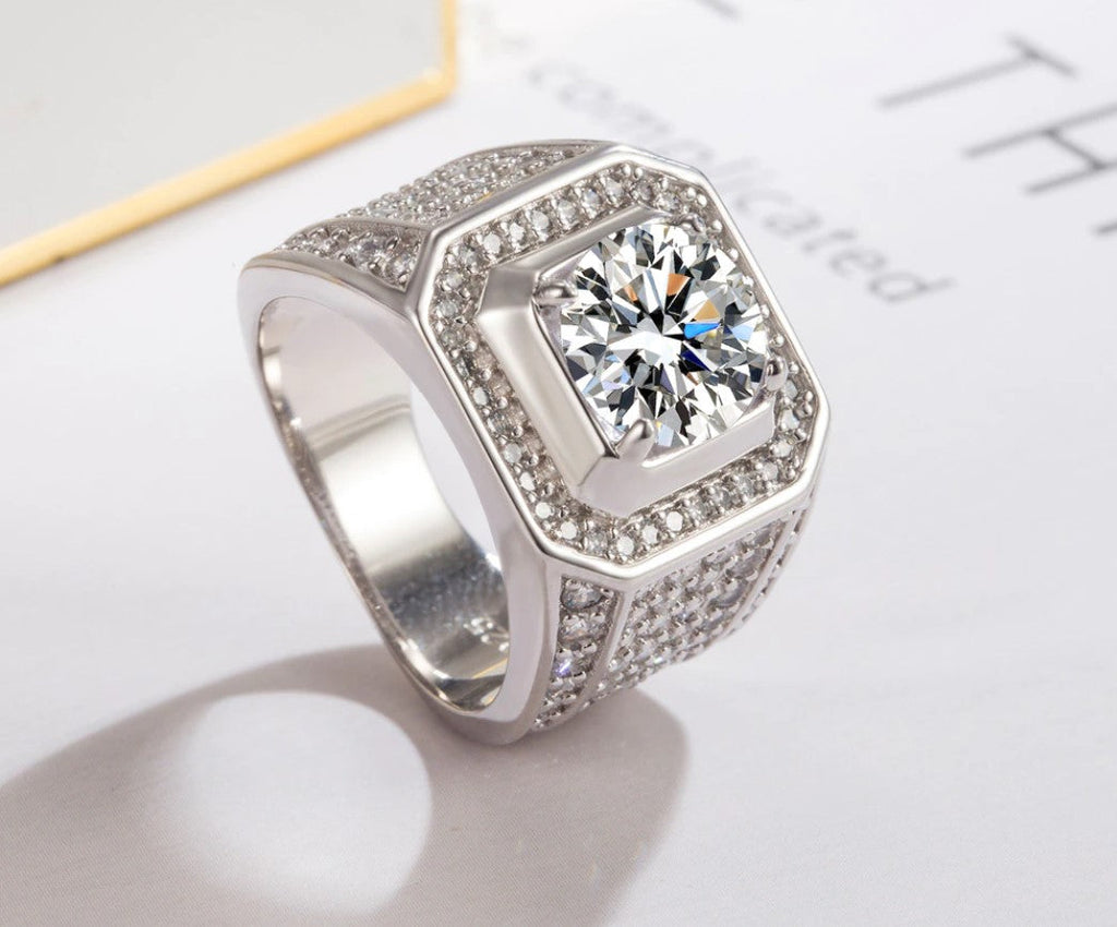 Sterling silver mans AAAA grade cubic zirconia ring