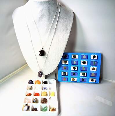 20 interchangeable semi-precious stones plus 2 sterling silver neck chain sizes