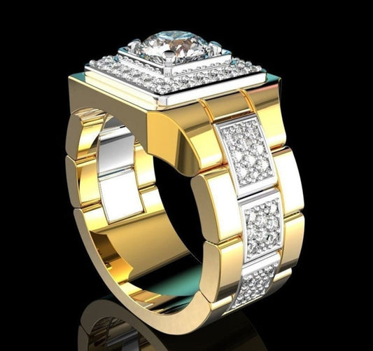 White Crystal CZ Ring For Women Men Hip Hop Full Crystal Engagement Ring Men