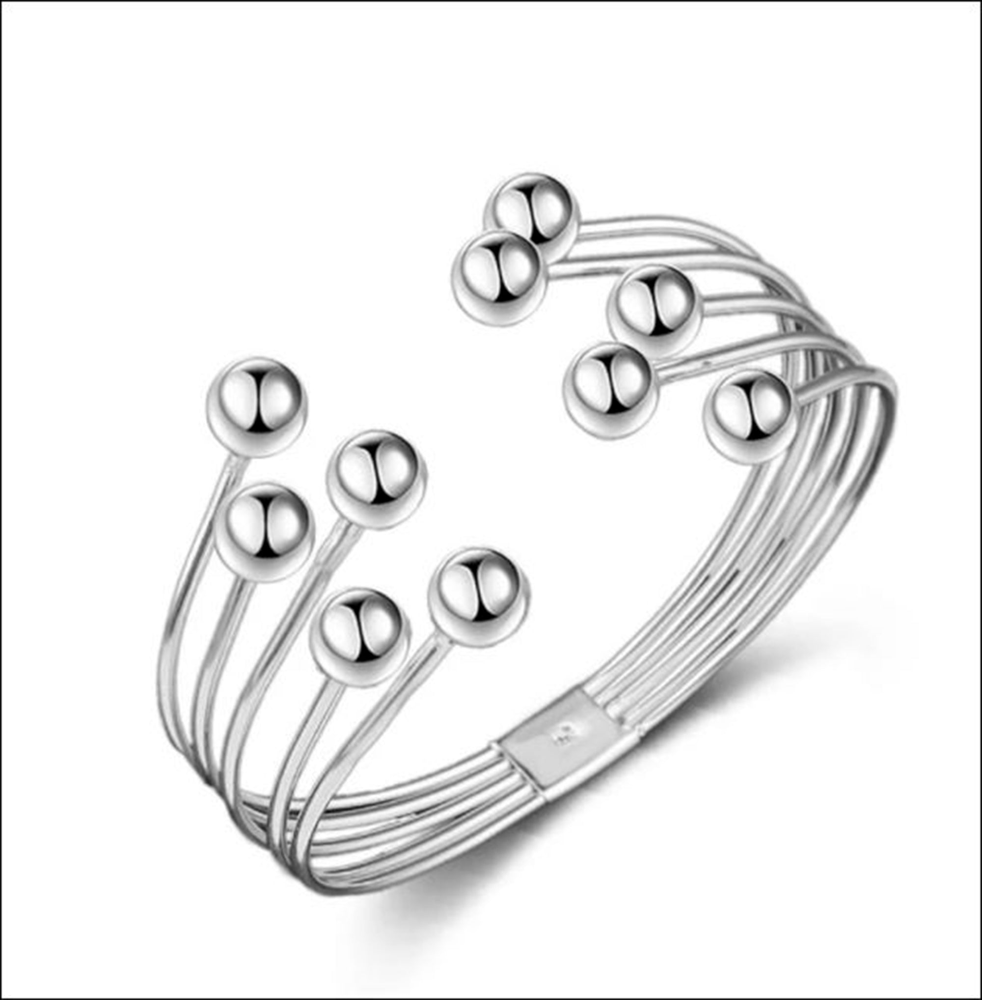 925 Sterling Silver Hot Fashion 8M Beaded wire Bangle