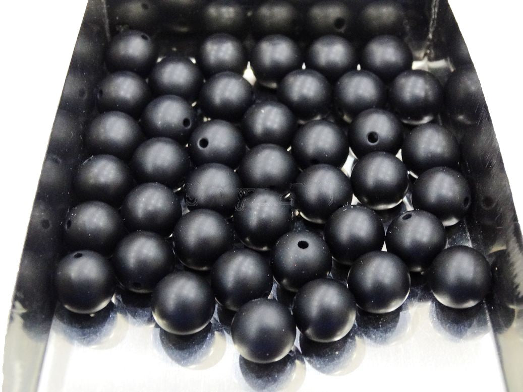 Matte black onyx gemstone bead