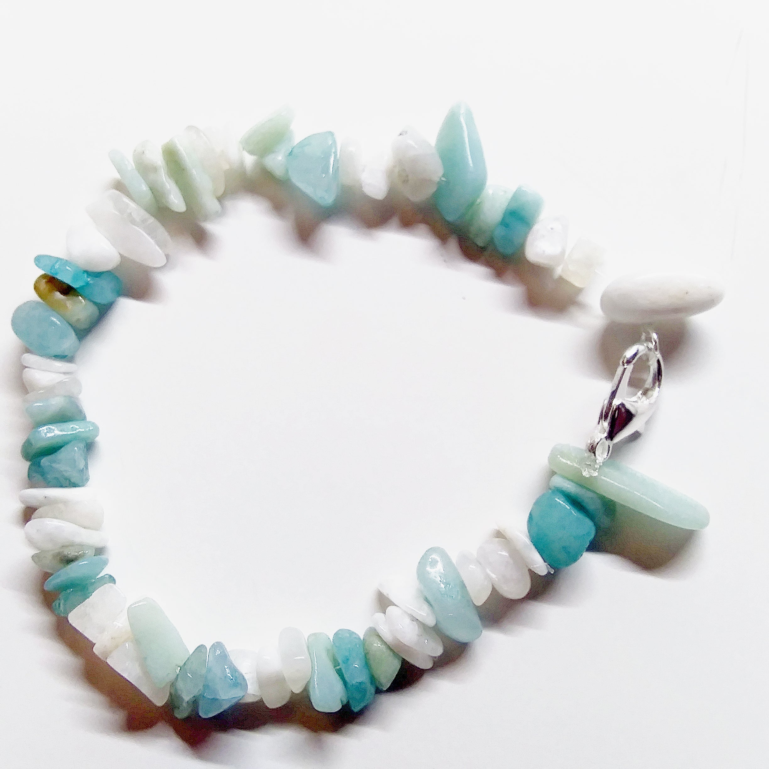 Amazonite and white onyx stretchy Anklet with Stainless steel clasp