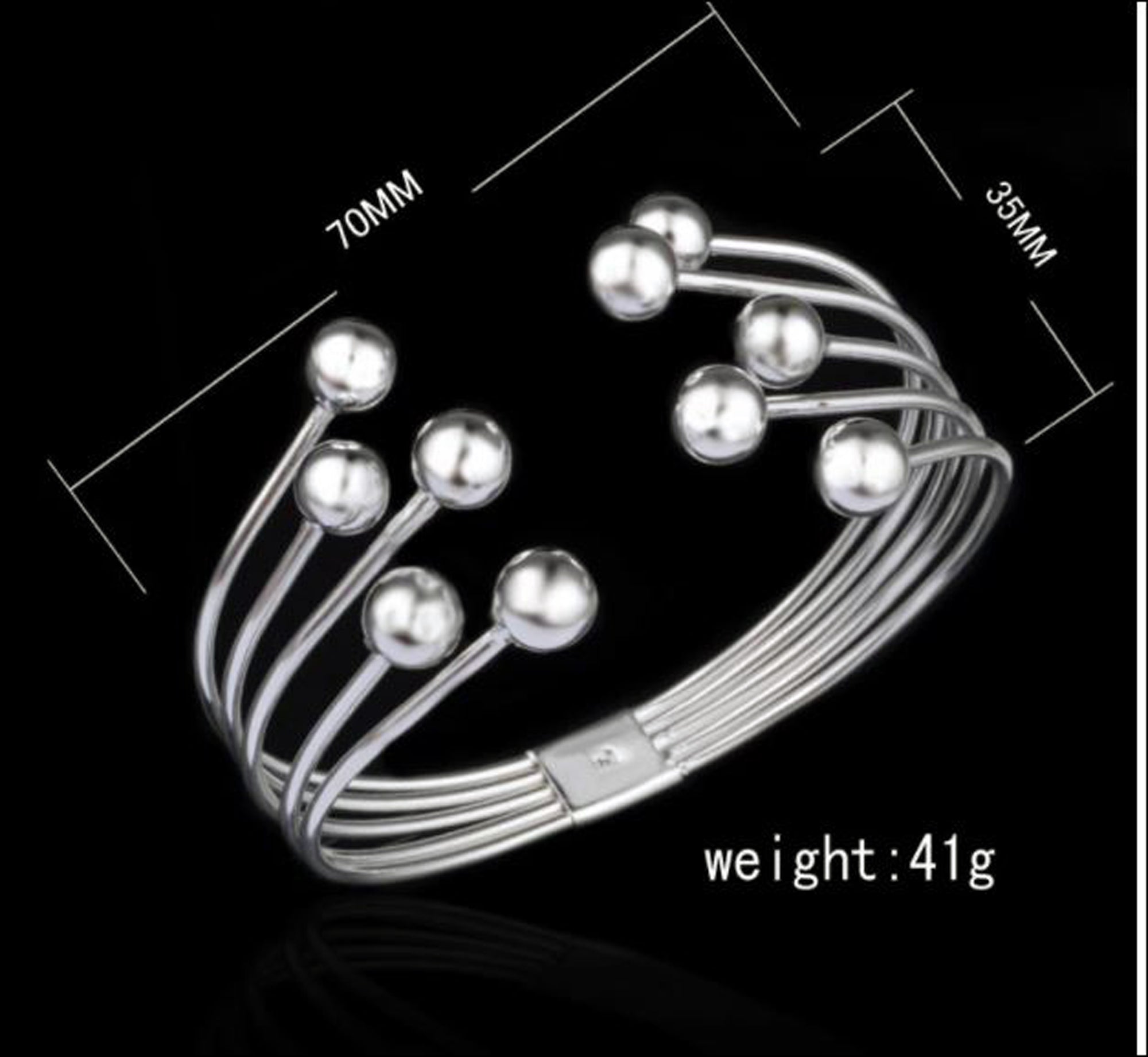 925 Sterling Silver Hot Fashion 8M Beaded wire Bangle