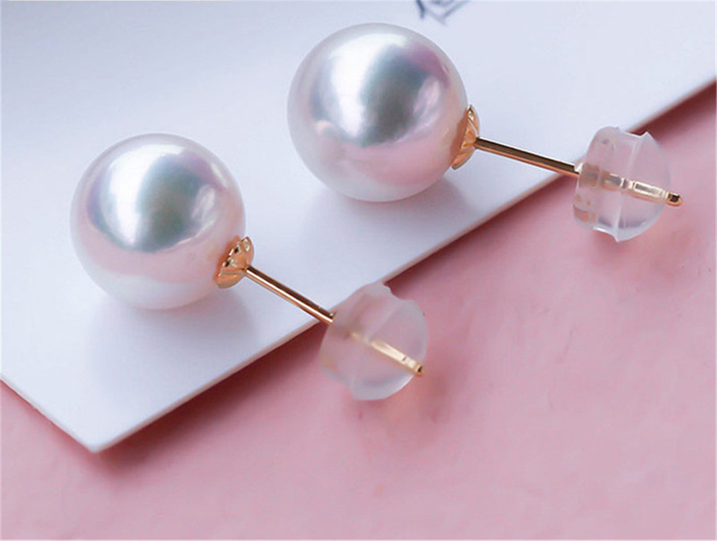 18K gold 6 to 9 mm Akoya south sea pearl Stud earring