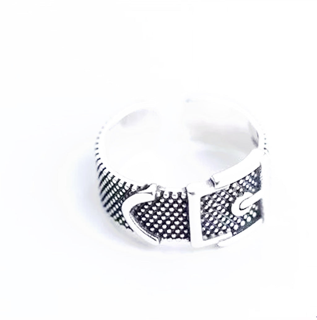 925 Silver buckle vintage style ring