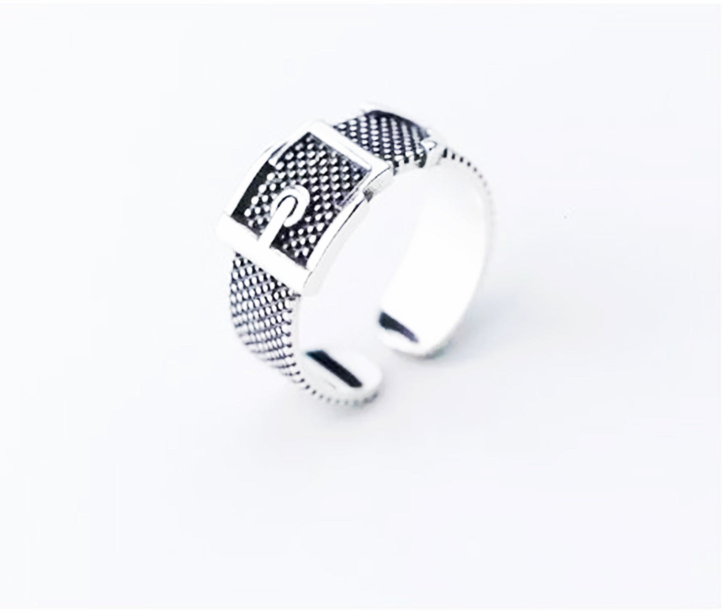 925 Silver buckle vintage style ring