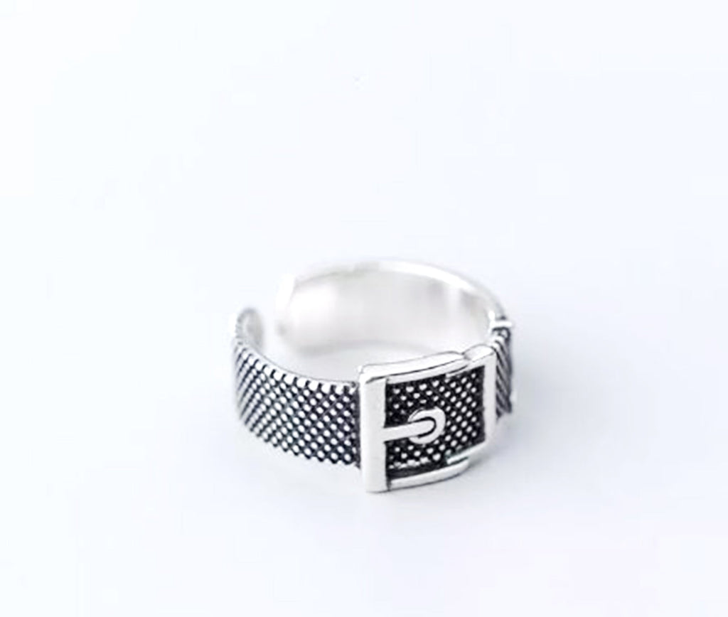 925 Silver buckle vintage style ring
