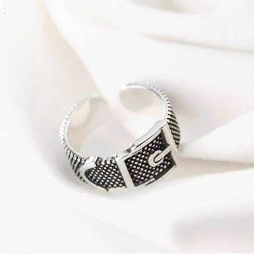 925 Silver buckle vintage style ring