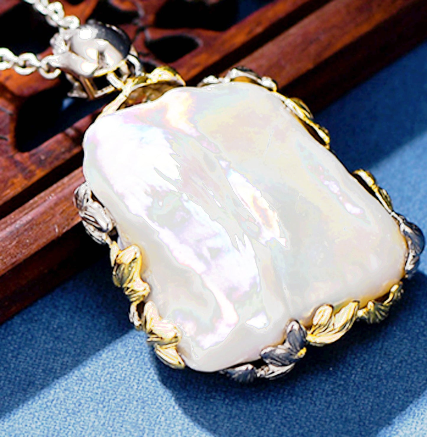Designer style with Natural Baroque Pearl pendant set in Sterling Silver