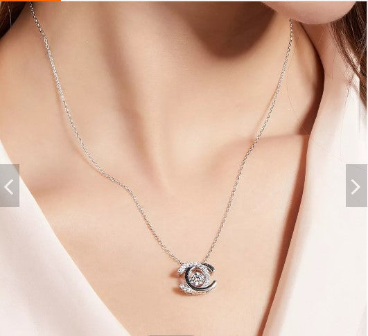 925 sterling silver fashion jewelry 0.5ct moissanite diamond pendant womens necklace