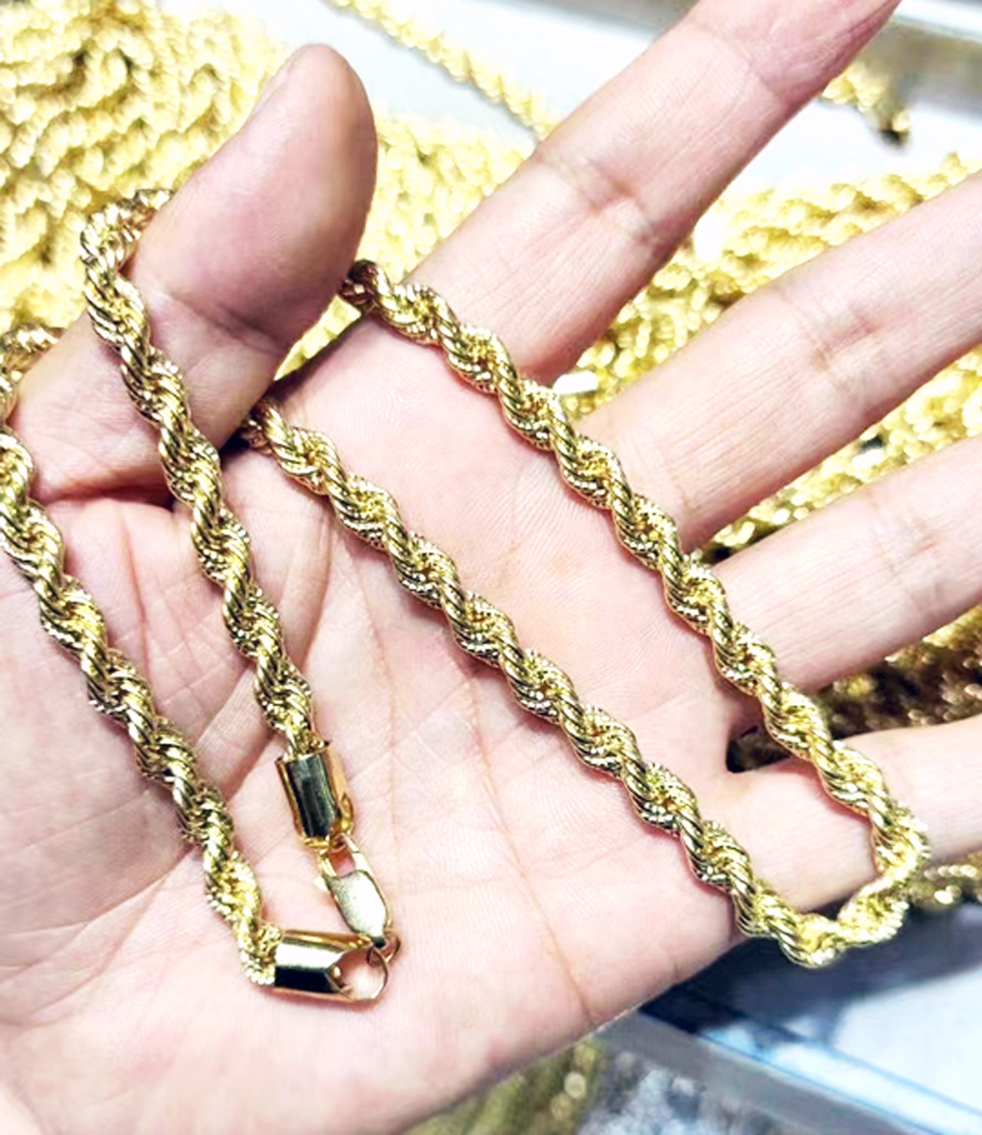 Diamond Cut Rope Chain Necklace