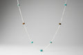 Genuine turquoise and Kambra jasper stone necklace made with sterling silver chain 36 inches.