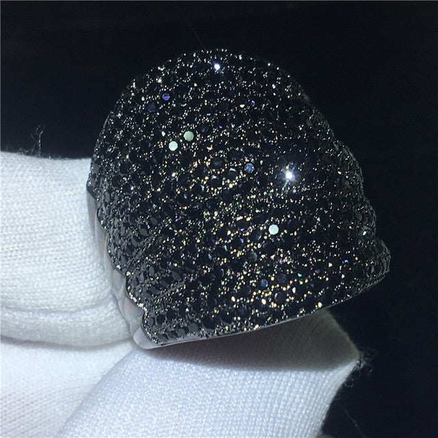 Luxury Micro Pave Lab gemstone S925 cz Rings-Finished in Black Rhodium