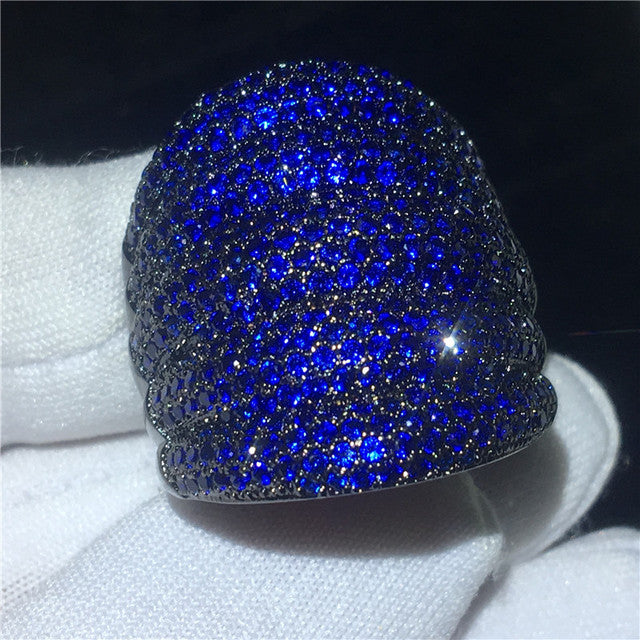 Luxury Micro Pave Lab gemstone S925 cz Rings-Finished in Black Rhodium