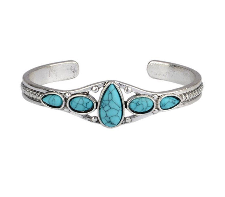 Turquoise open cuff Water Drop bracelet