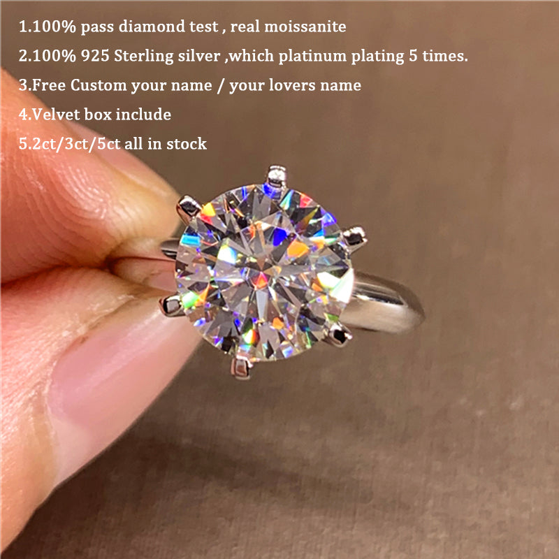 Hot selling ladies engagement ring 925 with moissanite certified stone