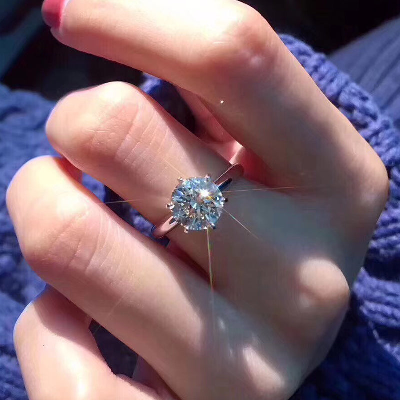 Hot selling ladies engagement ring 925 with moissanite certified stone