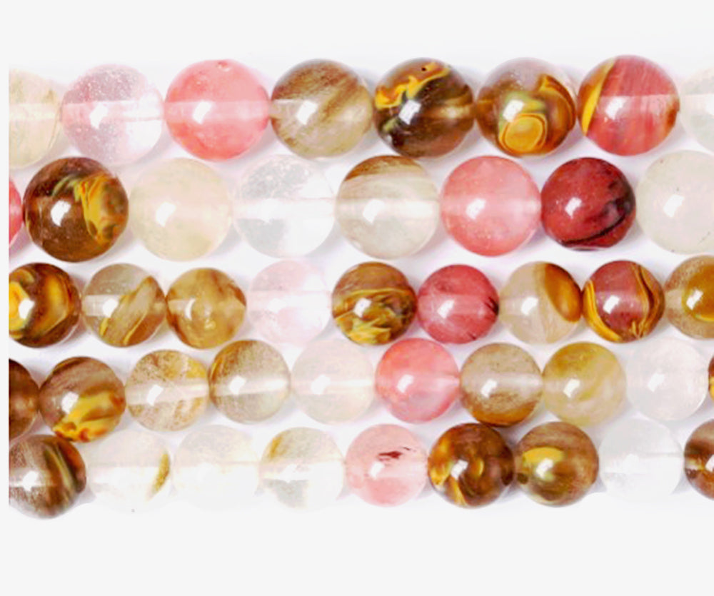 Watermelon skin quartz gemstone bead