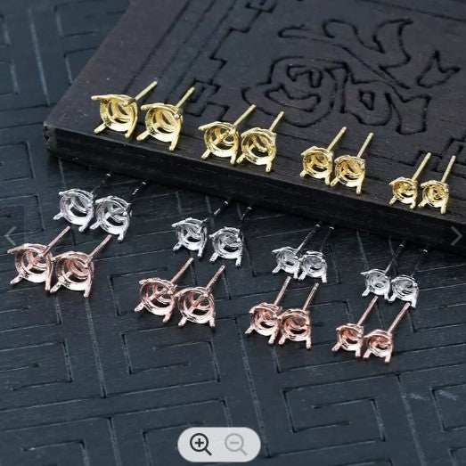 4 prong 925 cast setting with post