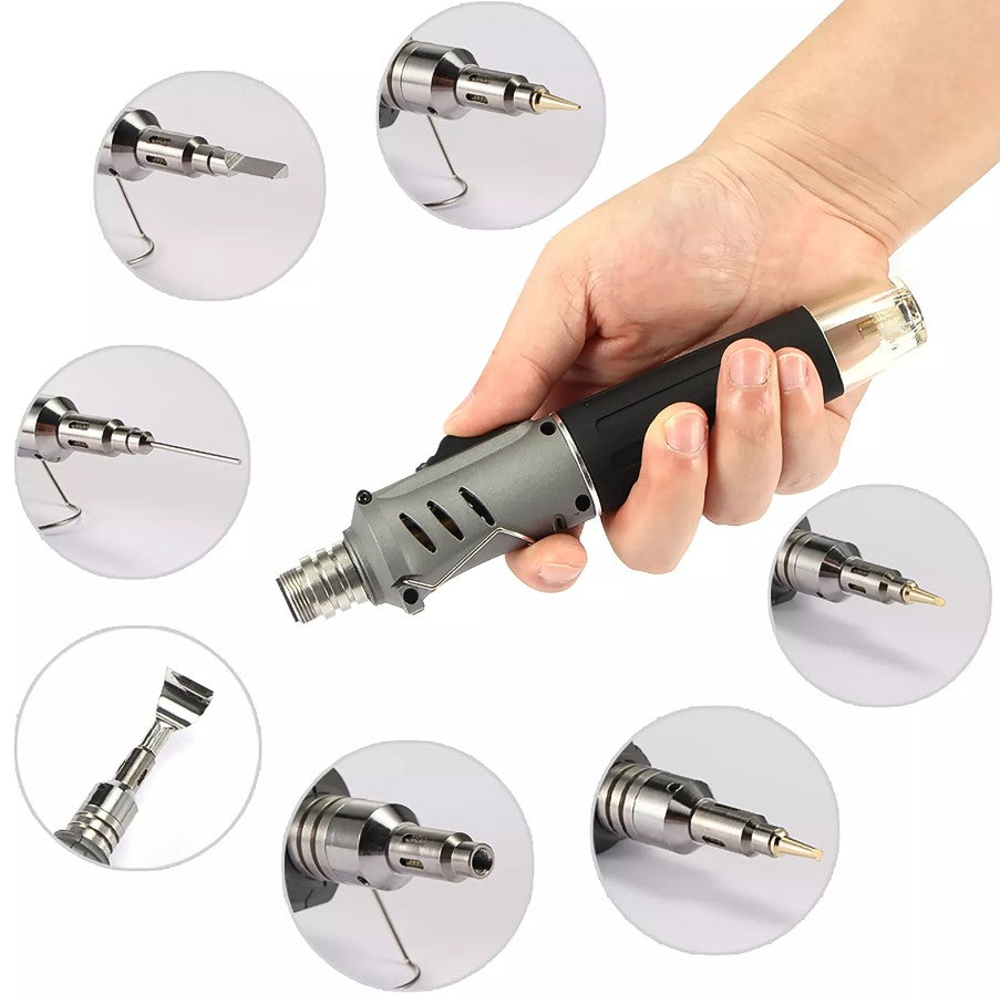 10 in 1 Butane Gas Soldering Iron Kit Self-ignition Welding Torch Pen Multifunctional Butane Tip Blow Burner Welding Tools