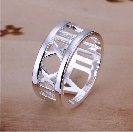 Popular Roman numeral 925 sterling silver ring