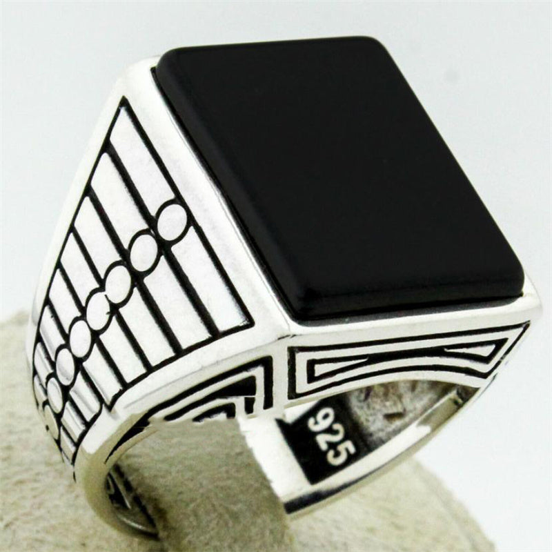 Male Trend Personality Geometric Enamel Male 925 silver Ring