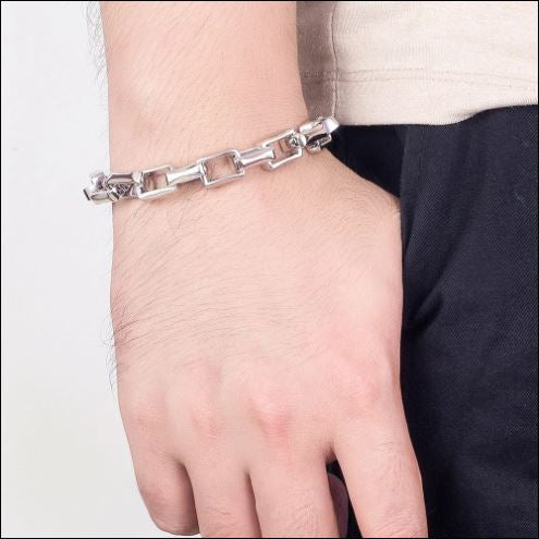 Mens heavy link 925 silver bracelet